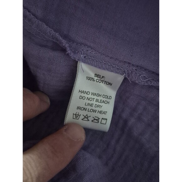 NEW EE:SOME S Gauzy Boxy Top Purple Button Down Lagon Coastal Beachy Vacation - Picture 4 of 7